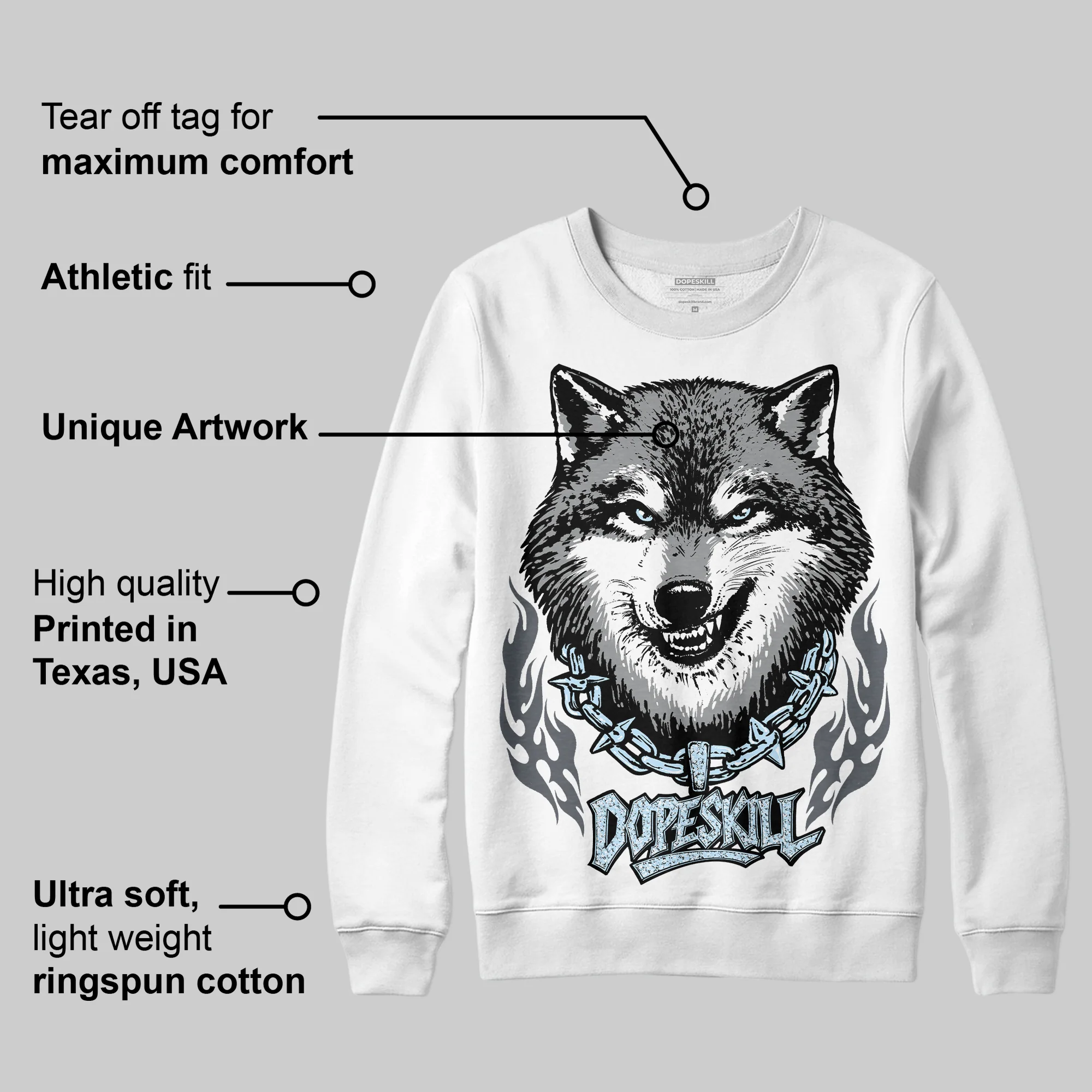 Wolf Grey 5s DopeSkill Sweatshirt Wolf Grey Graphic - Image 5