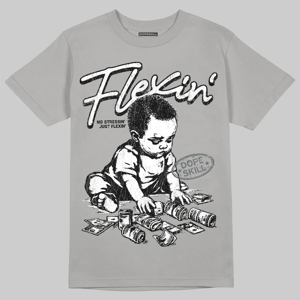 Wolf Grey 5s DopeSkill T-Shirt Flexin' Graphic - Image 3