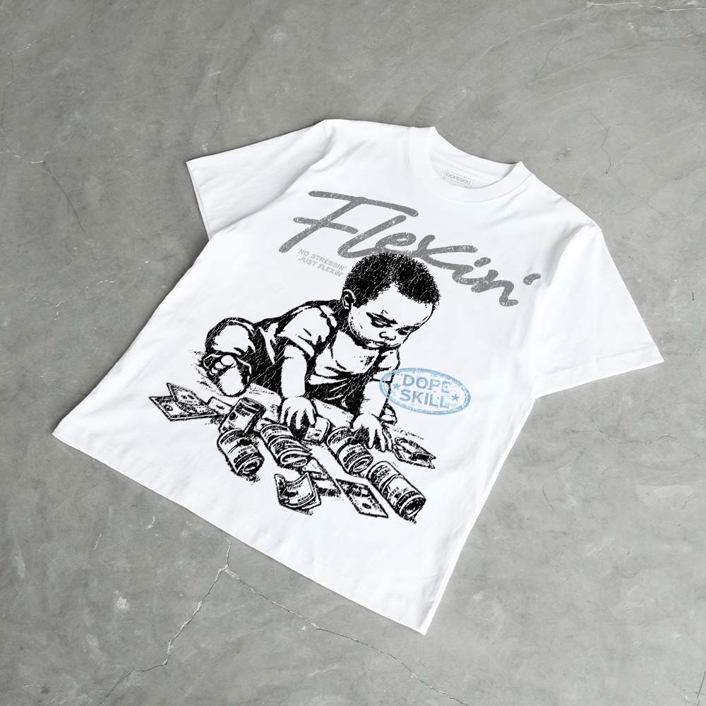 Wolf Grey 5s DopeSkill T-Shirt Flexin' Graphic - Image 4
