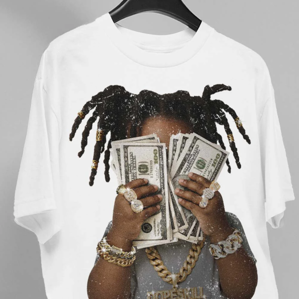 Wolf Grey 5s DopeSkill T-Shirt Rich Youth Graphic - Image 4