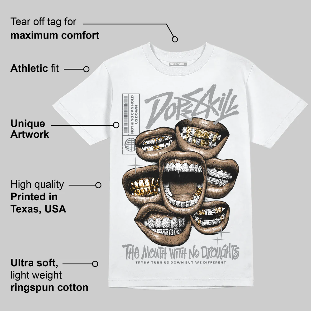 Wolf Grey 5s DopeSkill T-Shirt The Mouth With No Droughts Graphic - Image 4