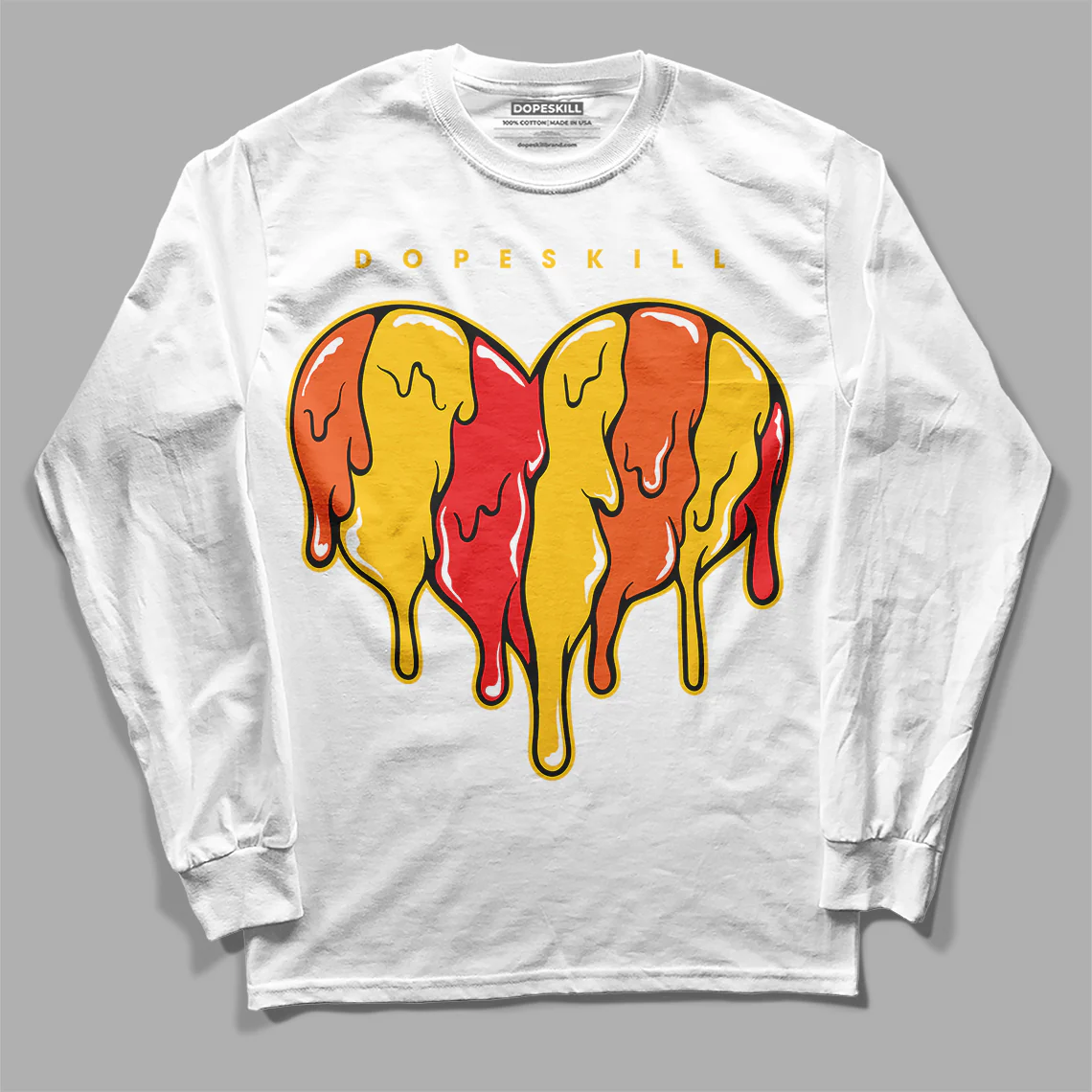 Yellow Collection DopeSkill Long Sleeve T-Shirt Slime Drip Heart Graphic - Image 2