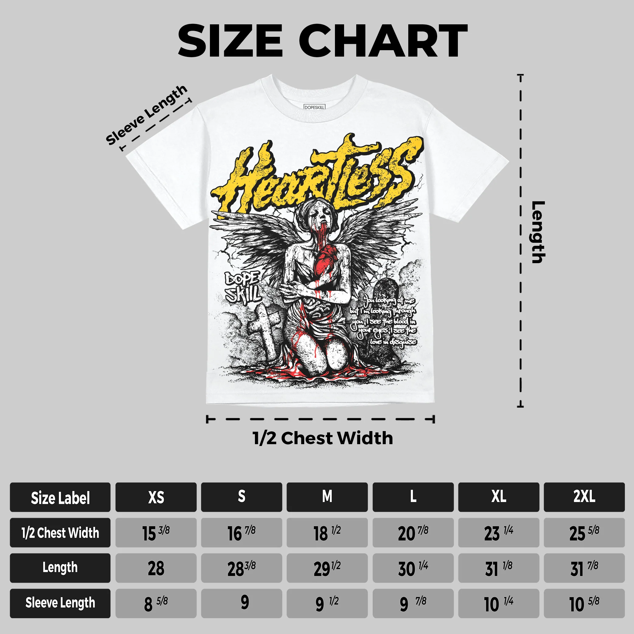 Yellow Collection DopeSkill Oversize Print T-Shirt Heartless Graphic - Image 2