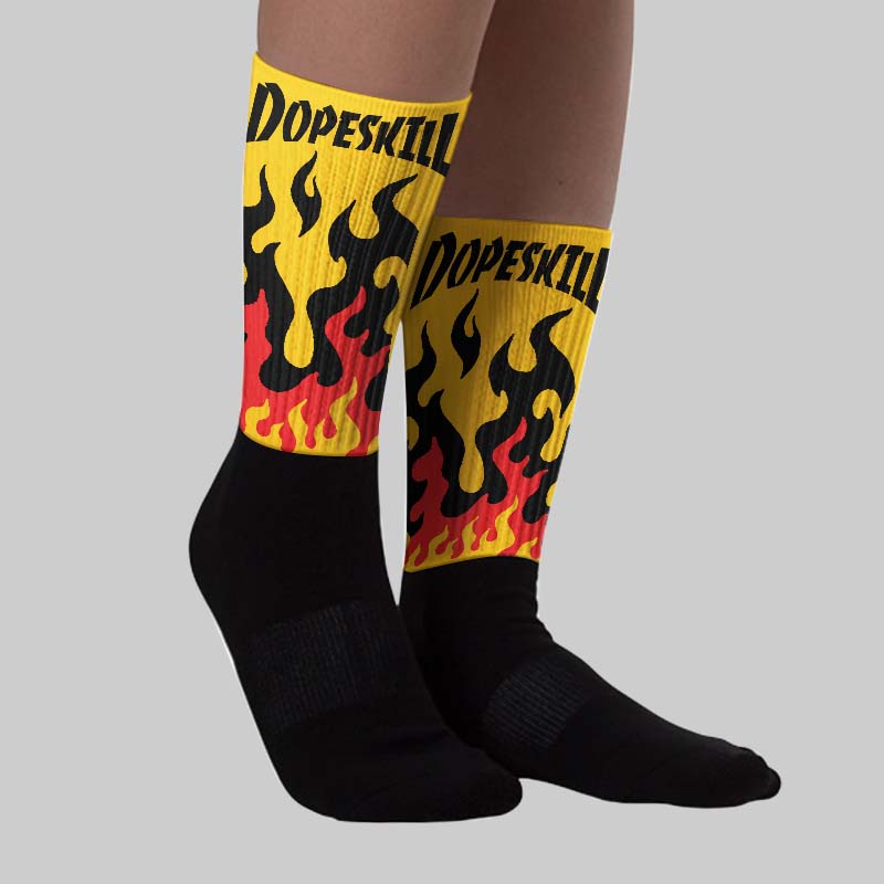 Yellow Collection DopeSkill Sublimated Socks FIRE Graphic - Image 2