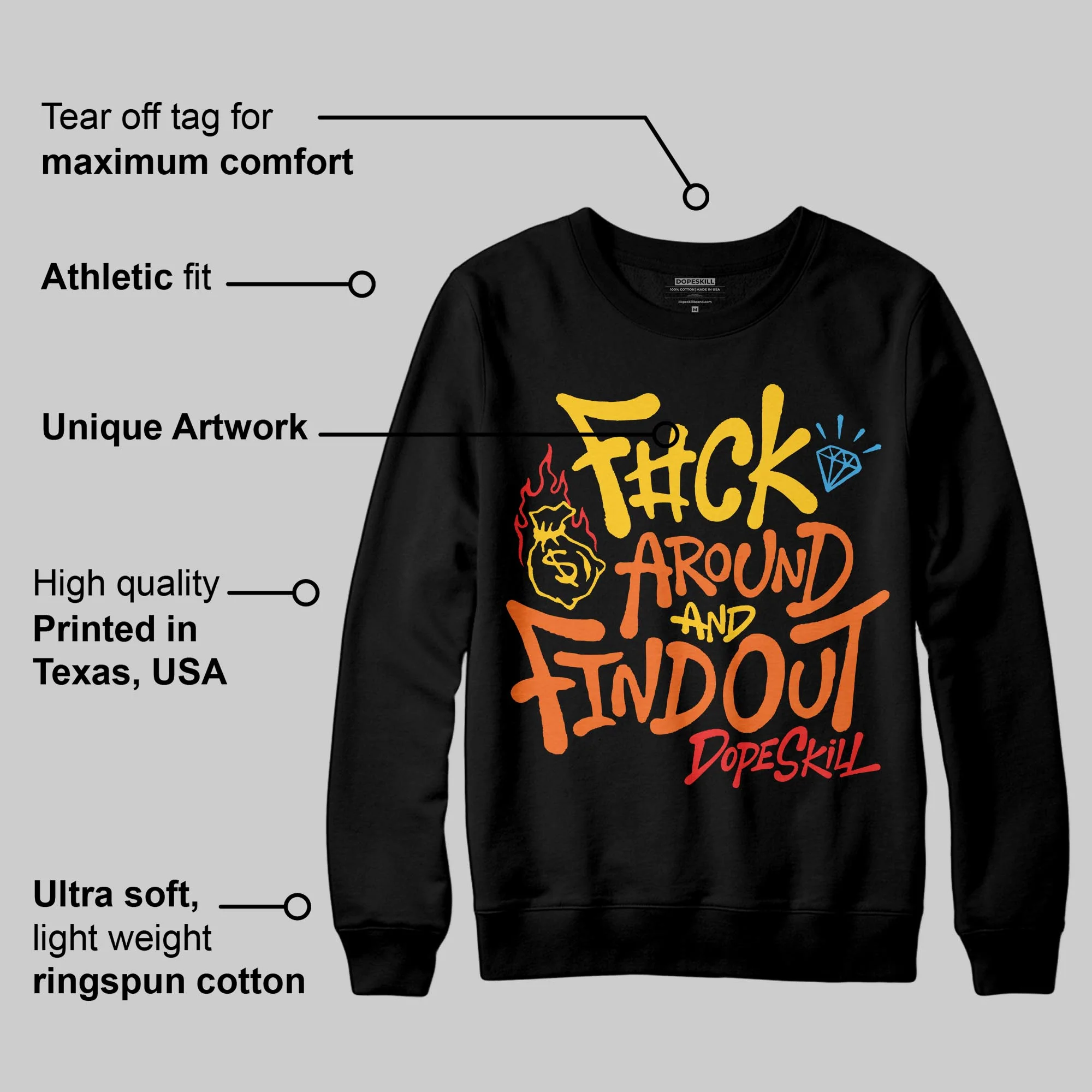 Yellow Collection DopeSkill Sweatshirt F#ck Around And Find Out Graphic - Image 3