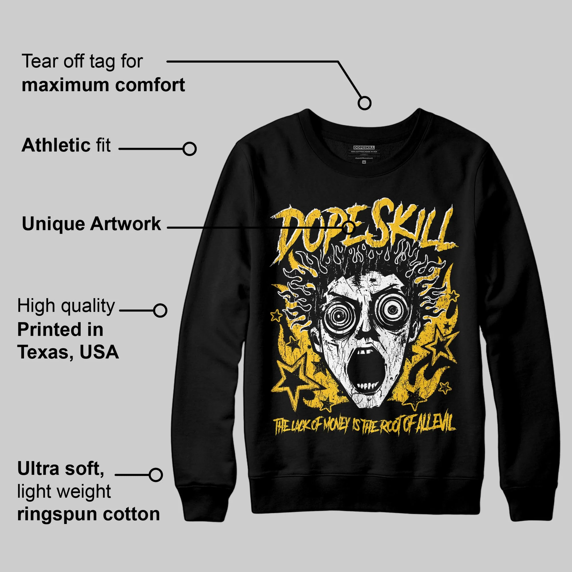 Yellow Collection DopeSkill Sweatshirt Root of Evil Graphic - Image 3