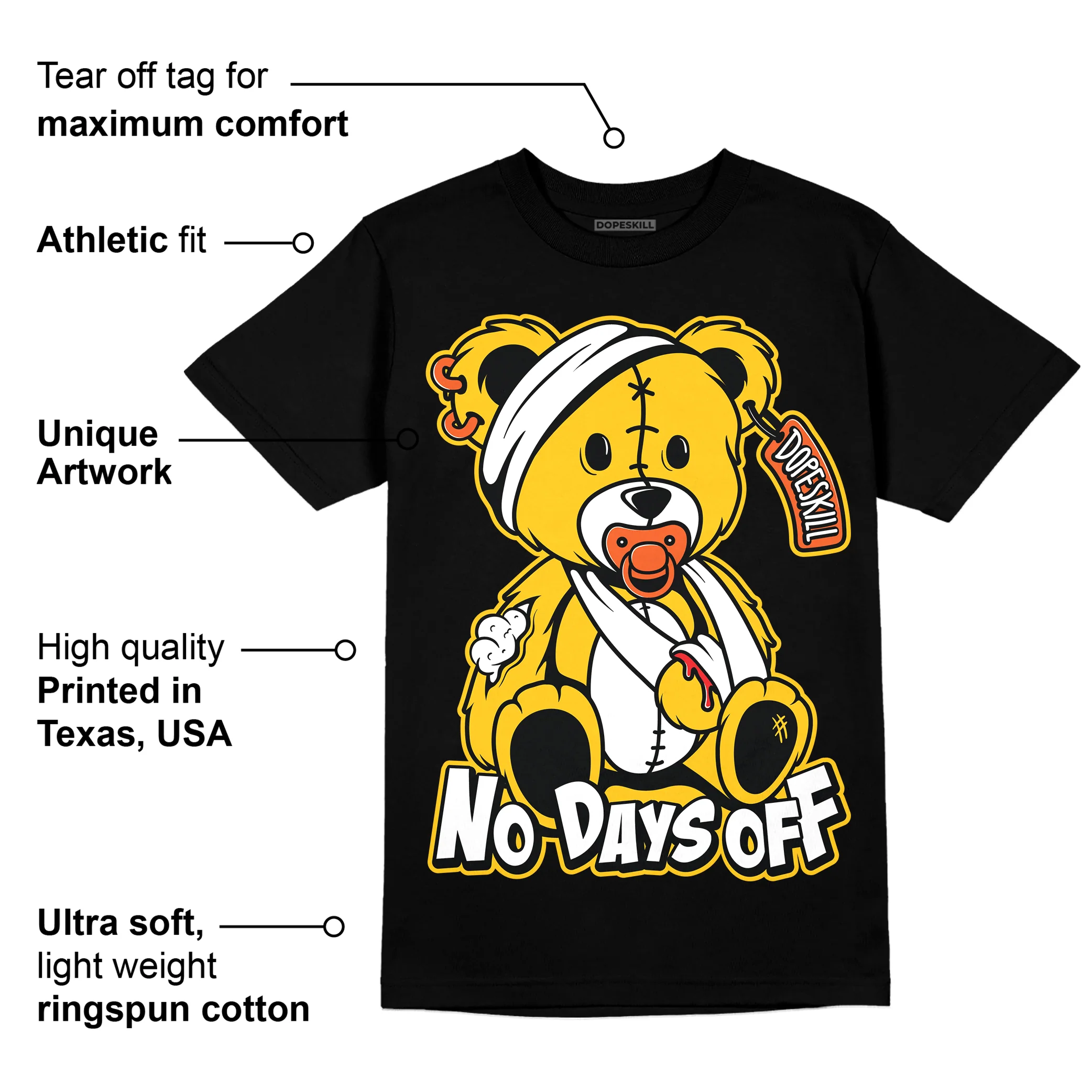 Yellow Collection DopeSkill T-Shirt Hurt Bear Graphic - Image 3