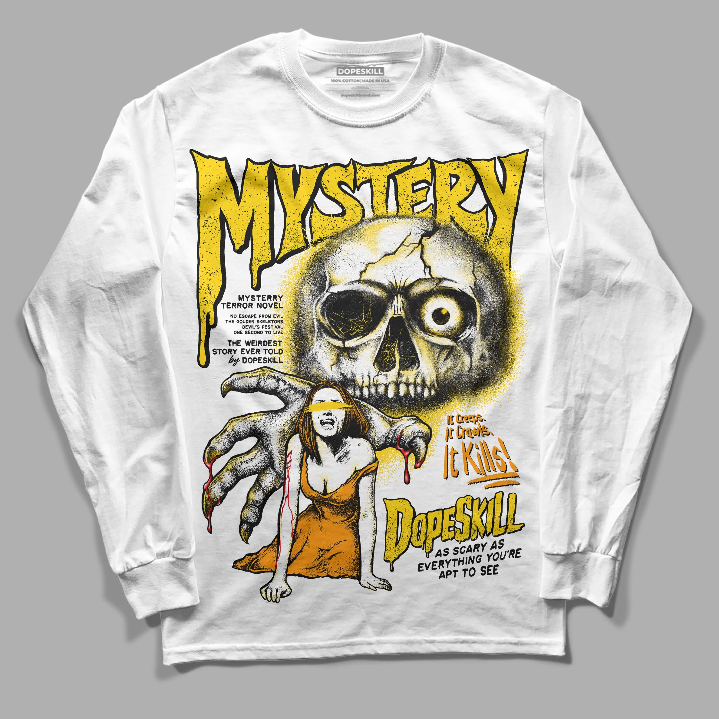 Yellow Ochre 6s DopeSkill Long Sleeve T-Shirt Mystery Ghostly Grasp Graphic - Image 2