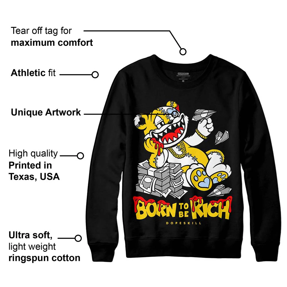 Yellow Ochre 6s DopeSkill Sweatshirt Born To Be Rich Graphic - Image 3