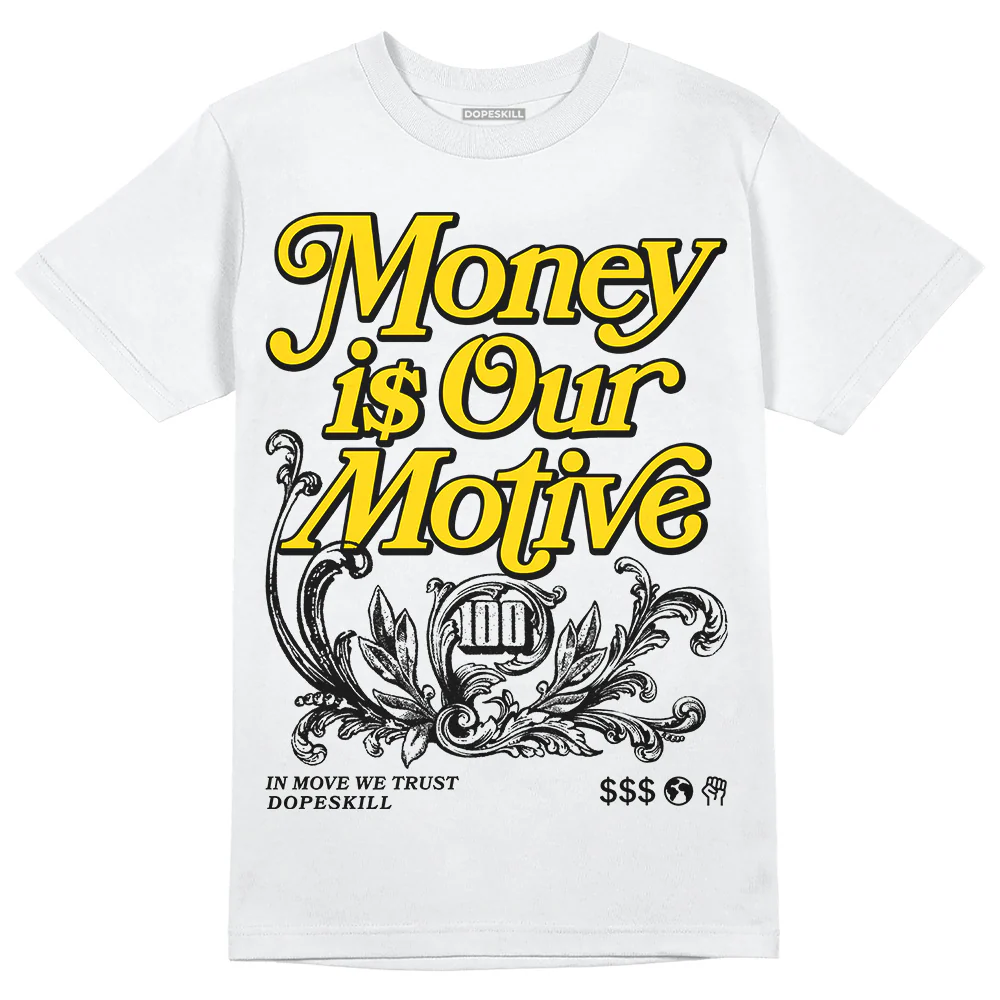 Yellow Ochre 6s DopeSkill T-Shirt Money Is Our Motive Typo Graphic - Image 2