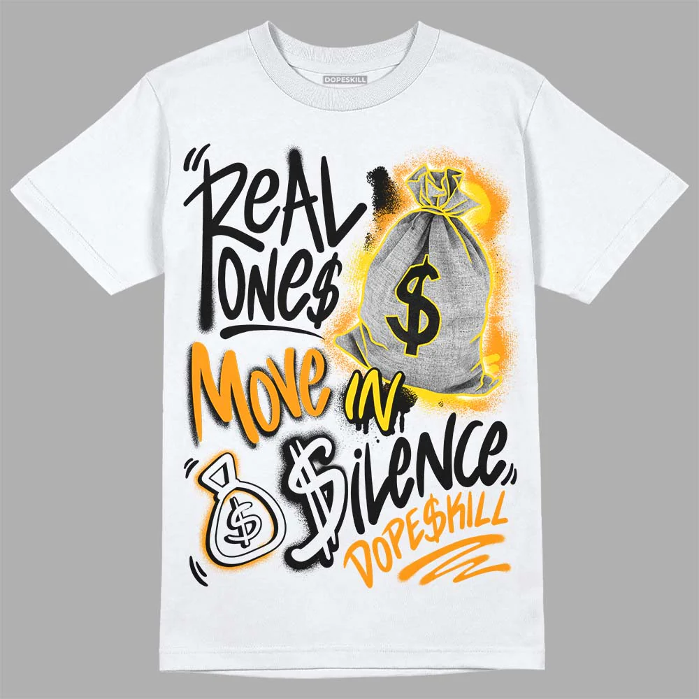 Yellow Ochre 6s DopeSkill T-Shirt Real Ones Move In Silence Graphic - Image 2