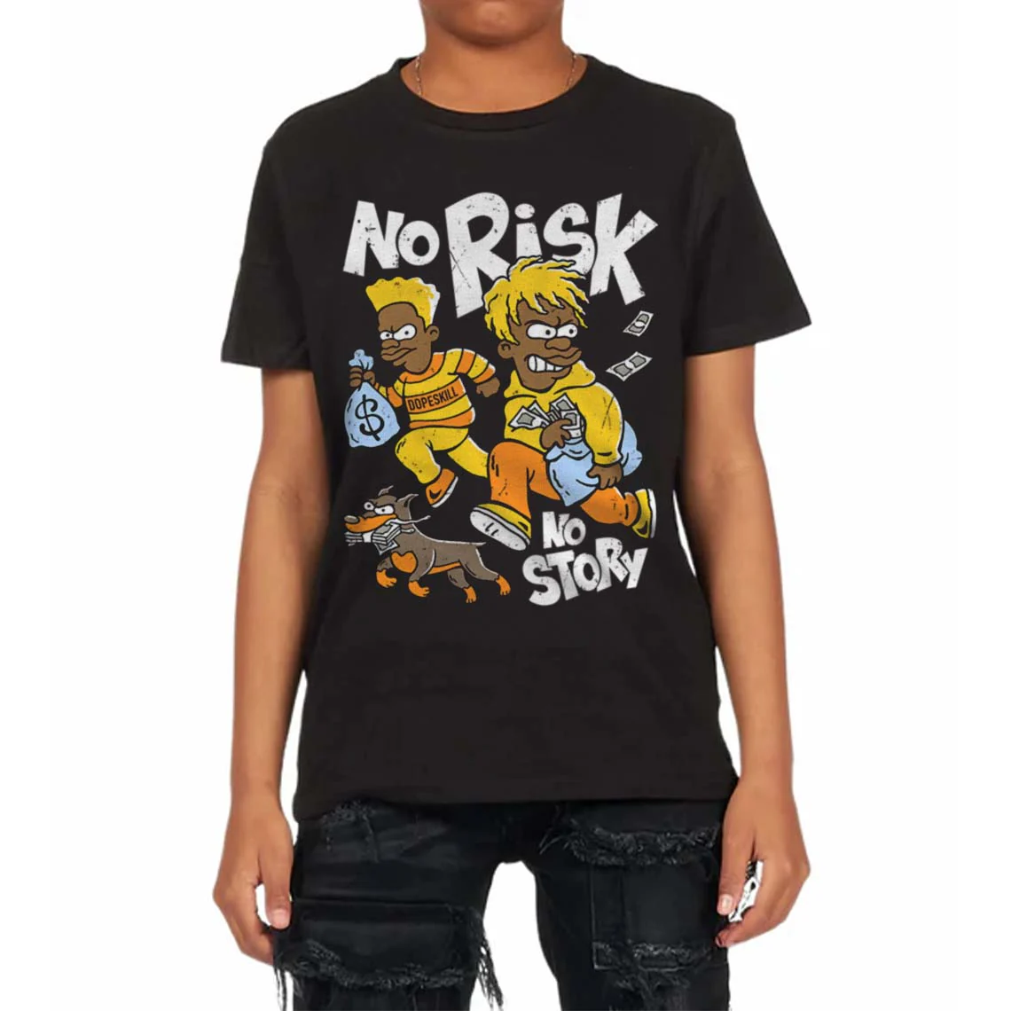 Yellow Ochre 6s DopeSkill Toddler Kids T-shirt No Risk No Story Graphic - Image 3