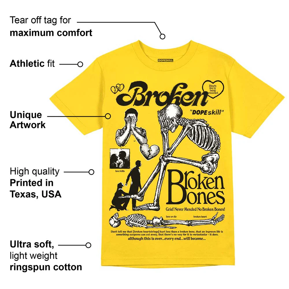 Yellow Ochre 6s DopeSkill Yellow T-shirt Broken Bones Graphic - Image 2