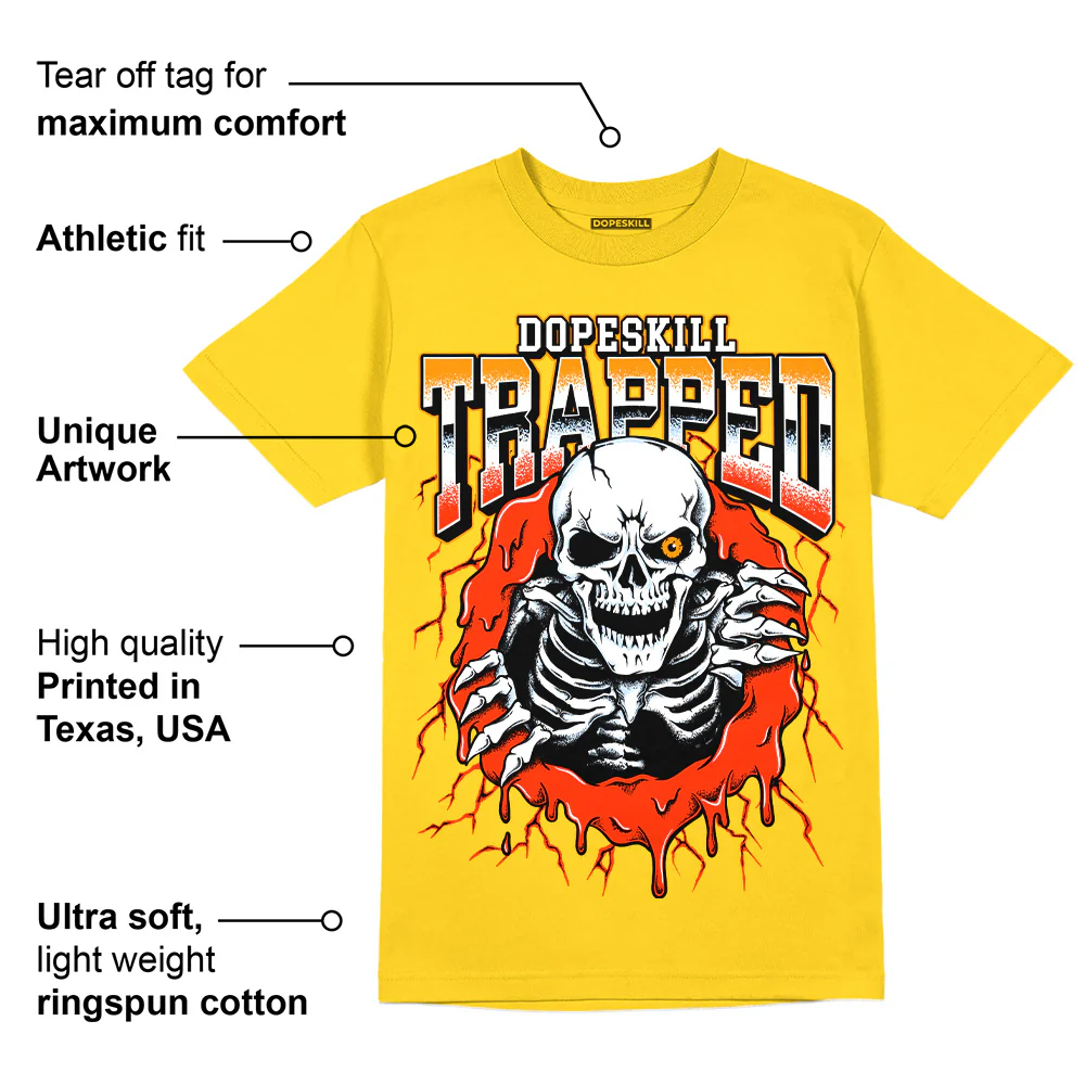 Yellow Ochre 6s DopeSkill Yellow T-shirt Trapped Halloween Graphic - Image 2